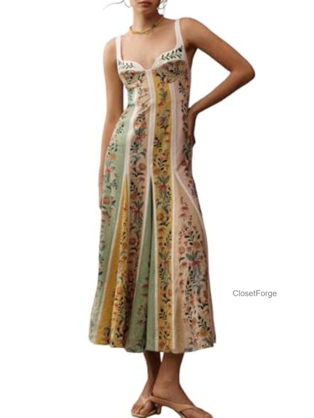 Sleeveless Halter Boho Print High Waist A Line Maxi Dress